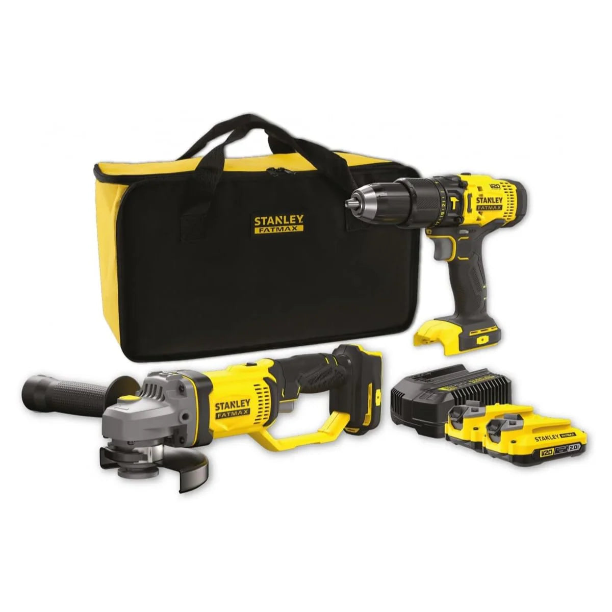 STANLEY SFMCK471D2S-QW Kit trapano percussione V20 e smerigliatrice
