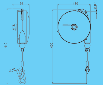 Tecna 9338 bilanciatore 6-8 kg - corsa 2500 mm , portata registrabile