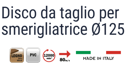 Ribimex DDL125M Disco da taglio per smerigliatrice Ø125 per legno e pvc , Made in Italy