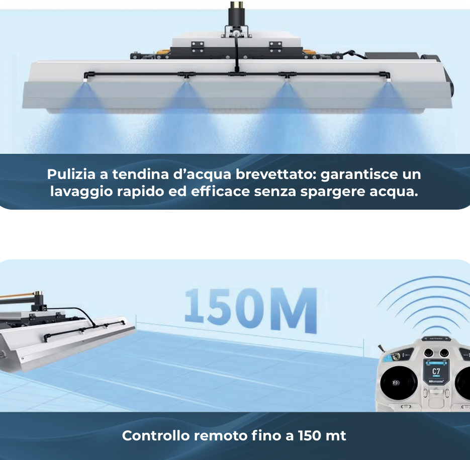 JET PHOTOS R1 S Robot per Pulizia Pannelli Fotovoltaici a batteria motore Brushless con radiocomando senza interferenze