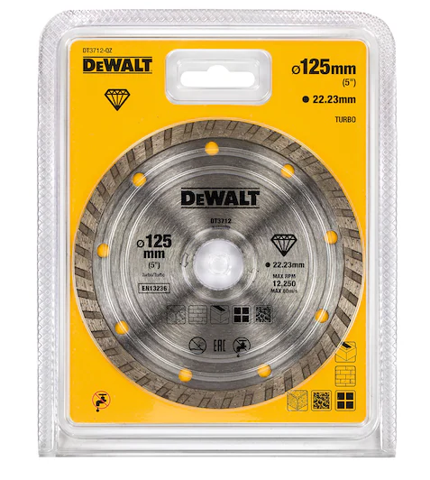 Dewalt DT3712-QZ Disco lama diamantata 125 mm , foro 22,2 mm , funzionamento a secco per smerigliatrice
