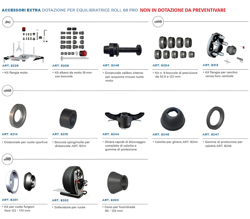 Omcn ROLL68 PRO (8012 PRO) equilibratrice penumatici cerchioni 220V con Sonar , monitor Led