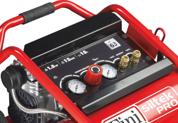 Fini Siltek pro 12 Compressore trolley senza olio silenzioso 63 dB , 12 bar , 220v , 15 litri ideale per professionisti