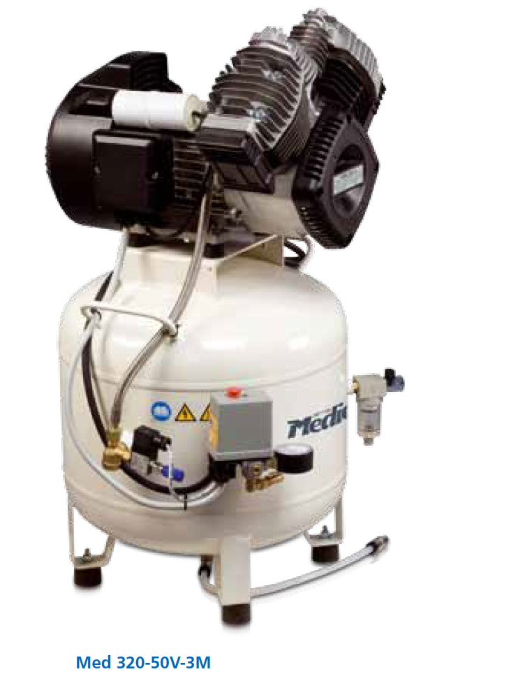 MedicAir MED 320-50V-ES-3M compressore senza olio con essiccatore per laboratori dentistici e odontotecnici , 50 litri 220V 8 Bar