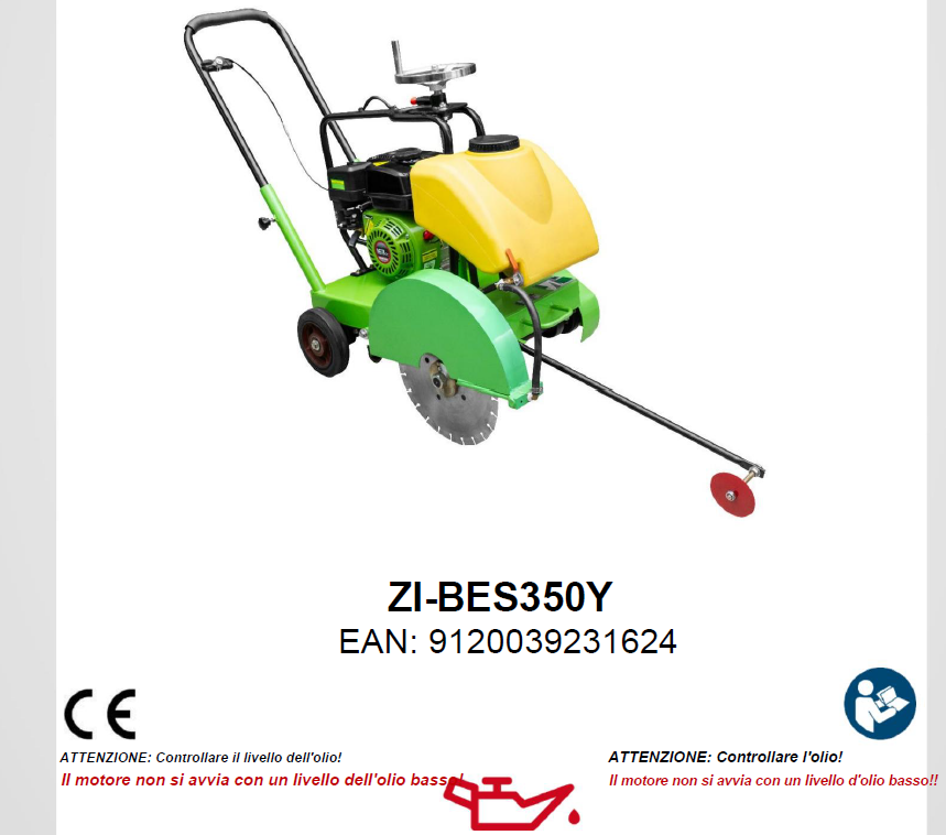 ZIPPER ZI-BES350Y Tagliasfalto tagliasuolo tagliapavimenti a scoppio benzina