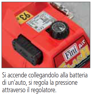 Fini Flash 12 Compressore 12 volt per collegamento a batteria automobile , senza olio , 8 Bar , 0,75 Hp
