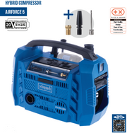 Scheppach air force 6 Compressore compatto mobile 10.3 bar , Funziona a 220V oppure Batteria o presa Auto 12V , con faro Led , solo corpo