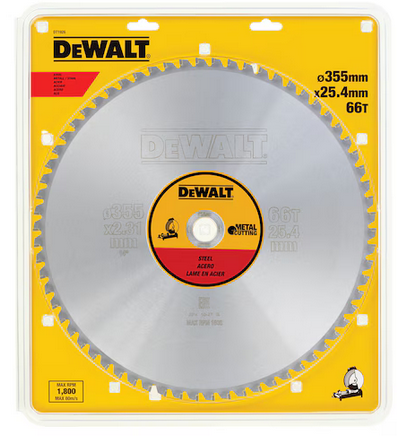 Dewalt DT1926  Disco per metalli e multimateriale DEWALT d.355 FORO 25,4 , 66 denti , Spessore Kerf 2.31 mm