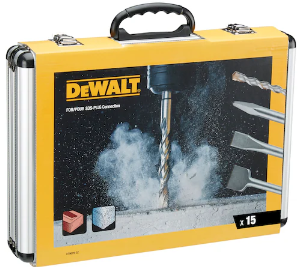 Dewalt DT9679 Set di punte e scalpelli Sds Plus per Calcestruzzo , 15 pezzi in valigetta di alluminio