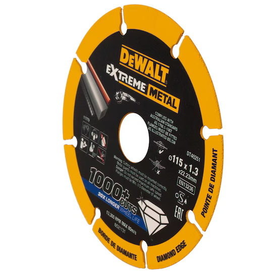 Dewalt DT40251-QZ Disco diamantato per taglio metallo D.115mm , foro 1,3mm