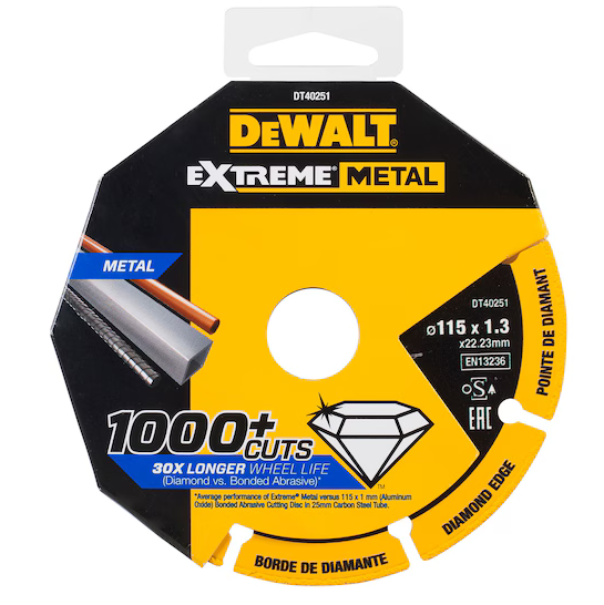 Dewalt DT40251-QZ Disco diamantato per taglio metallo D.115mm , foro 1,3mm