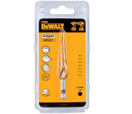 Dewalt DT5026 Punta a gradino EXTREME 6mm - 12mm HEX di impatto (Metal) Titanio Step Drill Bit
