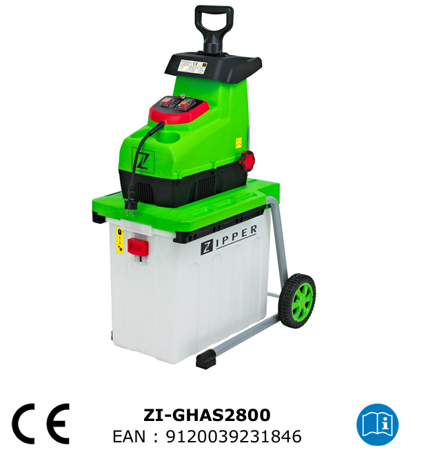Zipper ZI-GHAS2800 - Biotrituratore elettrico per giardino 220V , ramo max 40 mm