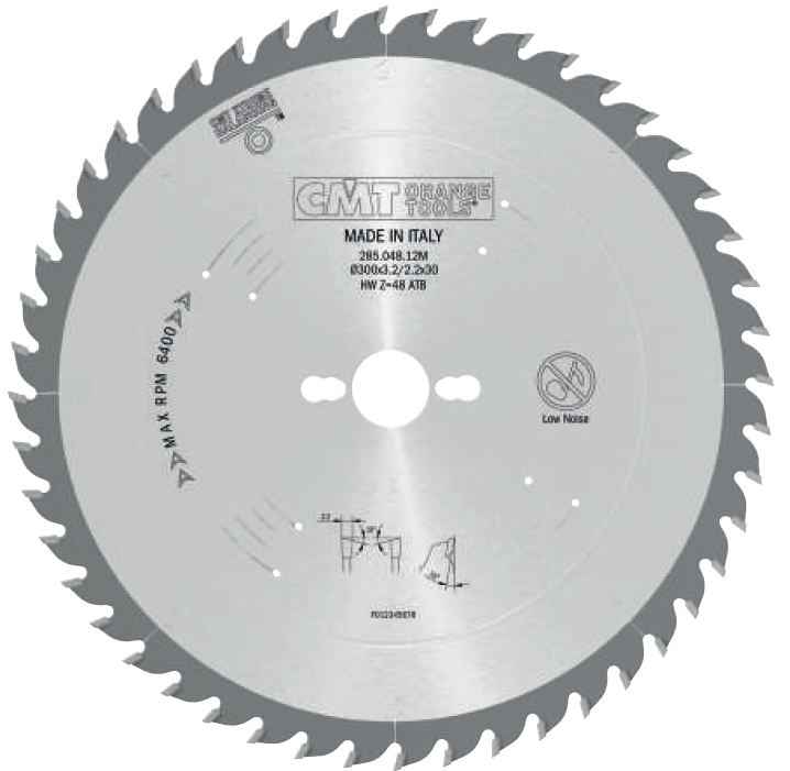 Cmt 285.048.12M Disco per legno da 300 mm dentatura 48 denti , spessore dente 3,2mm Made in Italy