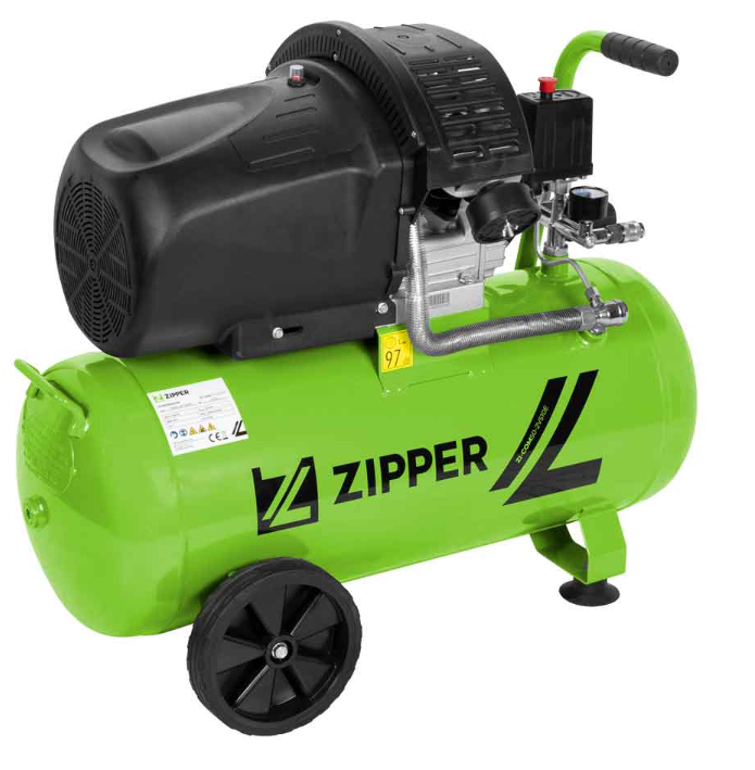 Zipper ZI-COM50-2V510E Compressore bicilindrico 50 litri 10 Bar 2,7 HP - 220V - max 412 l/min , inclusi set utensili