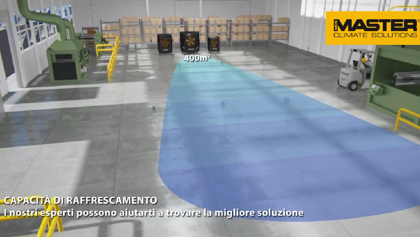 Master BC 341S raffrescatore evaporativo mobile fino max 400 mq - max 30000 m³/h - 220V 1050W no batteri e virus