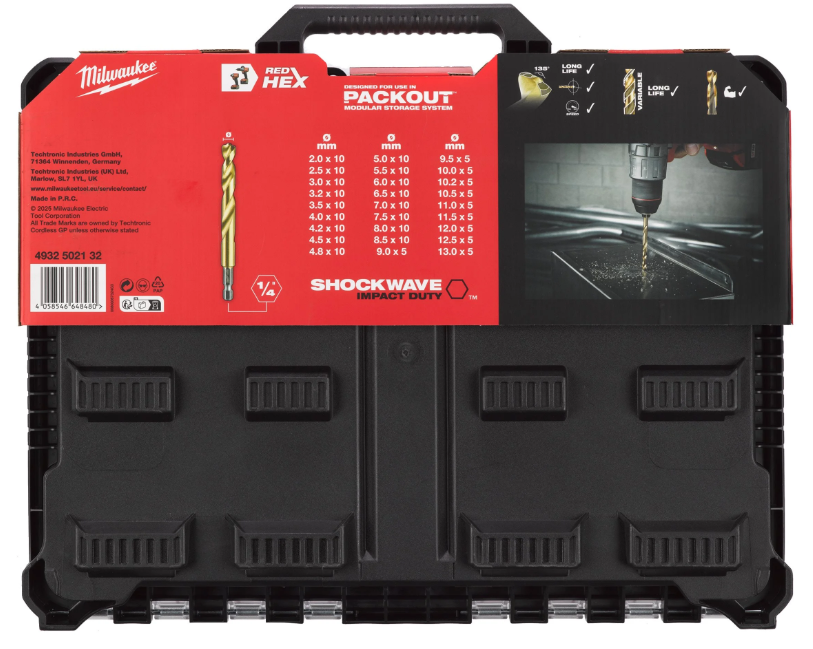 Milwaukee Shockwave HSS-G S Set Punte metallo HSS-G Titanio 220 pz