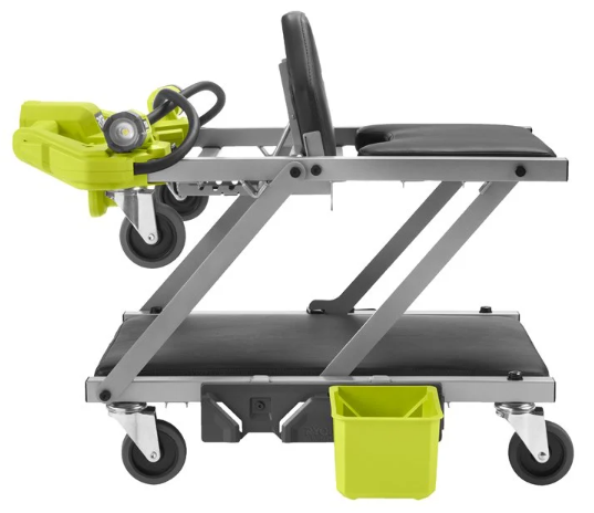 Ryobi RALC18-0 Lettino / Seggiolino sottomacchina da officina con 2 luci led orientabili , solo corpo