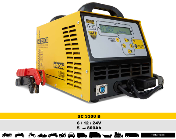 Deca SC 3300B Caricabatteria / Avviatore multifunzione 6-12-24V-60A Start Assist 350A Controllo elettronico