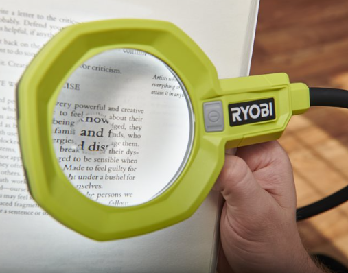 Ryobi RML18-0 Lente ingrandimento con luce e pinza 18V , batteria e caricabatterie non inclusi