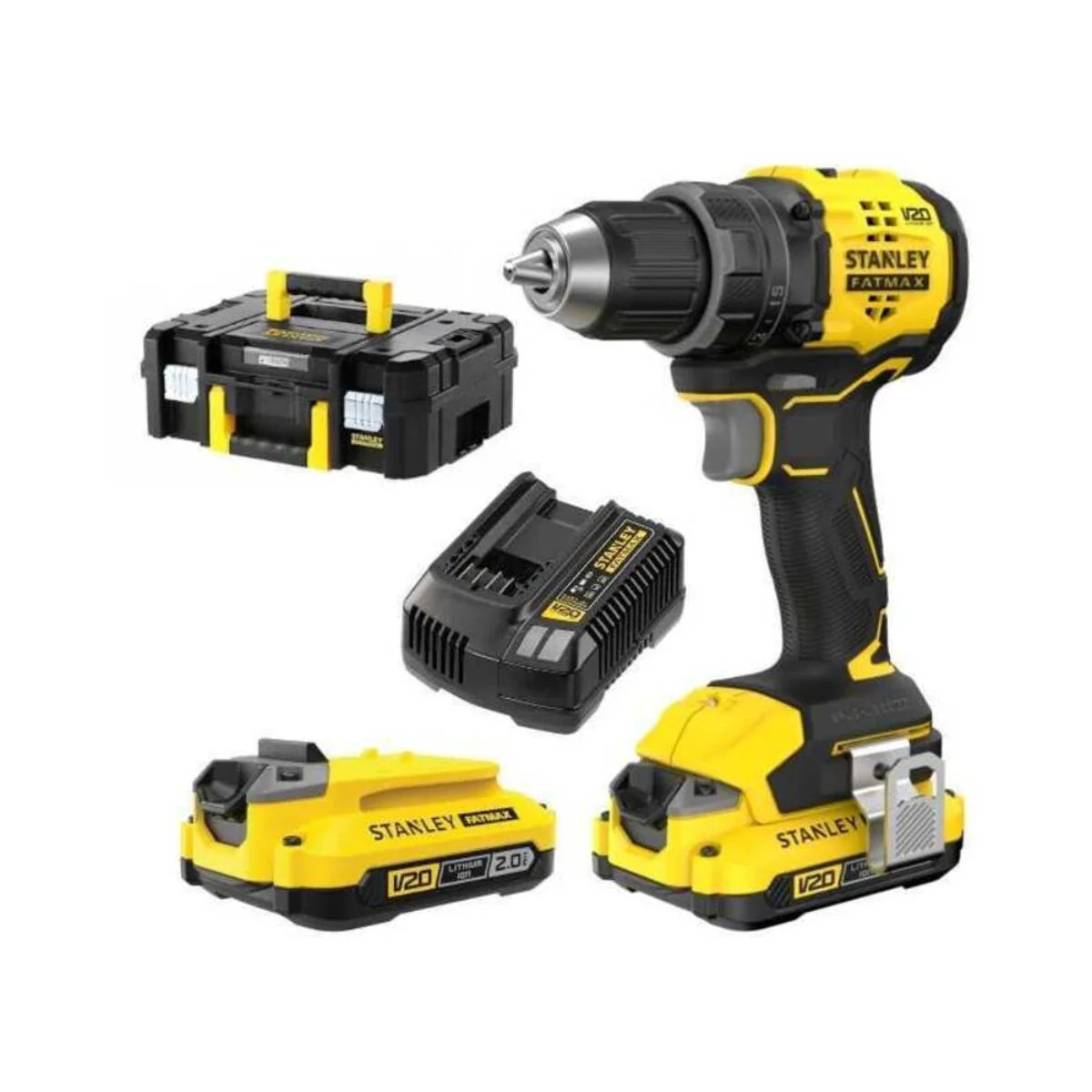 Stanley SFMCD714D2T-QW Fatmax Avvitatore BRUSHLESS 18V + 2 Batterie 18V-2.0Ah + Accessori