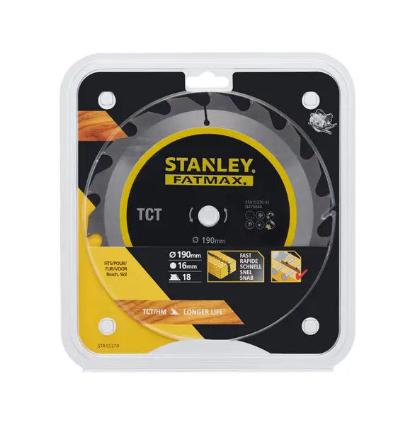 Stanley STA15370-XJ - Lama per taglio legno 190x16 mm, 18 denti