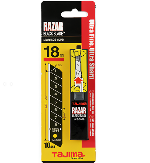 Tajima LCB50RB Lama cutter Razar Black 18 mm - Astuccio 10 lame