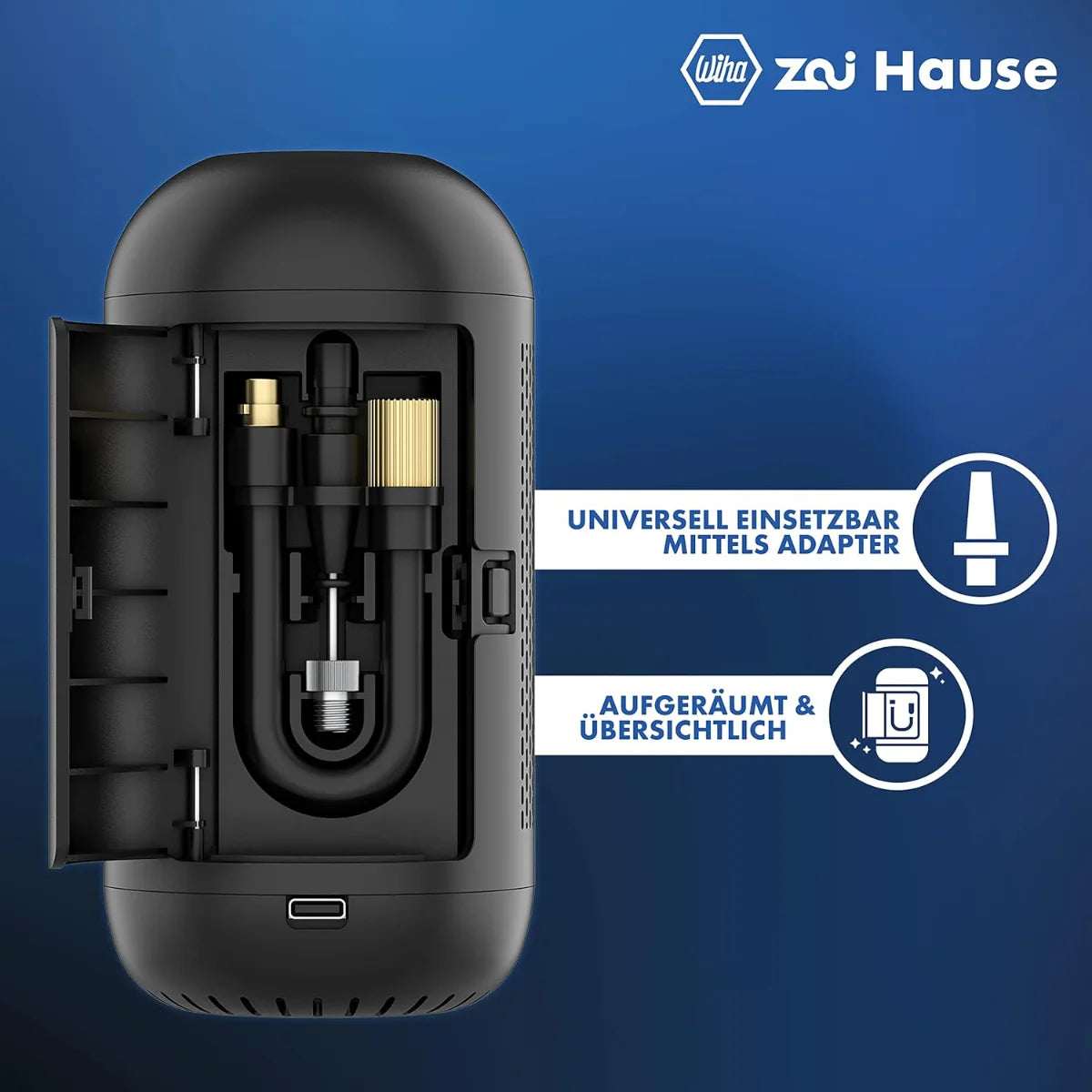Wiha 45255 Zai Hause Pompa d'aria - compressore portatile a batteria USB DHT 10 bar
