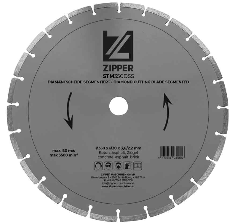 Zipper STM350DSS Disco Diamantato Cemento Ø350xØ30x3,5 mm