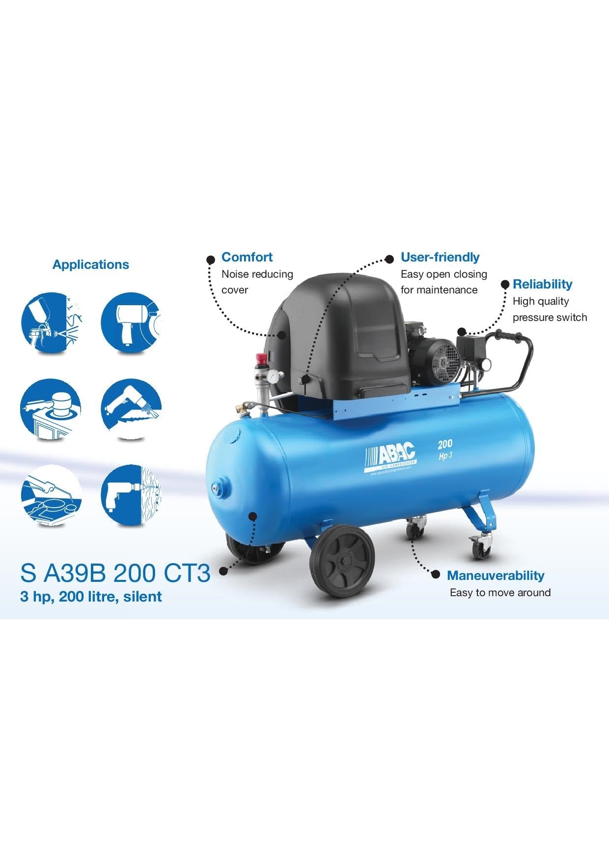 Compressore silenziato Abac S A39B 200 CM3 - 200 litri