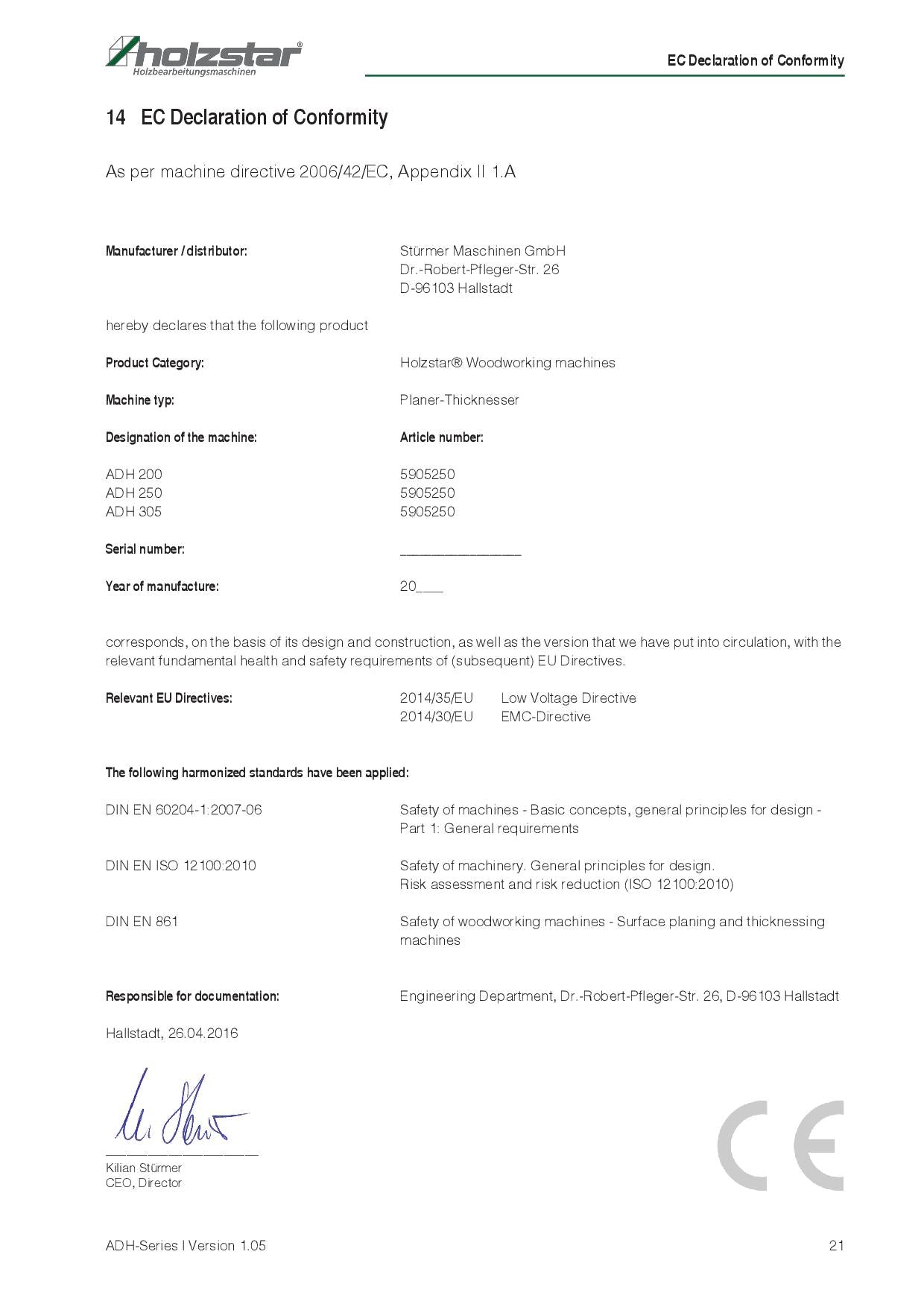 Holzstar ADH 305 - Pialla combinata a filo e spessore 