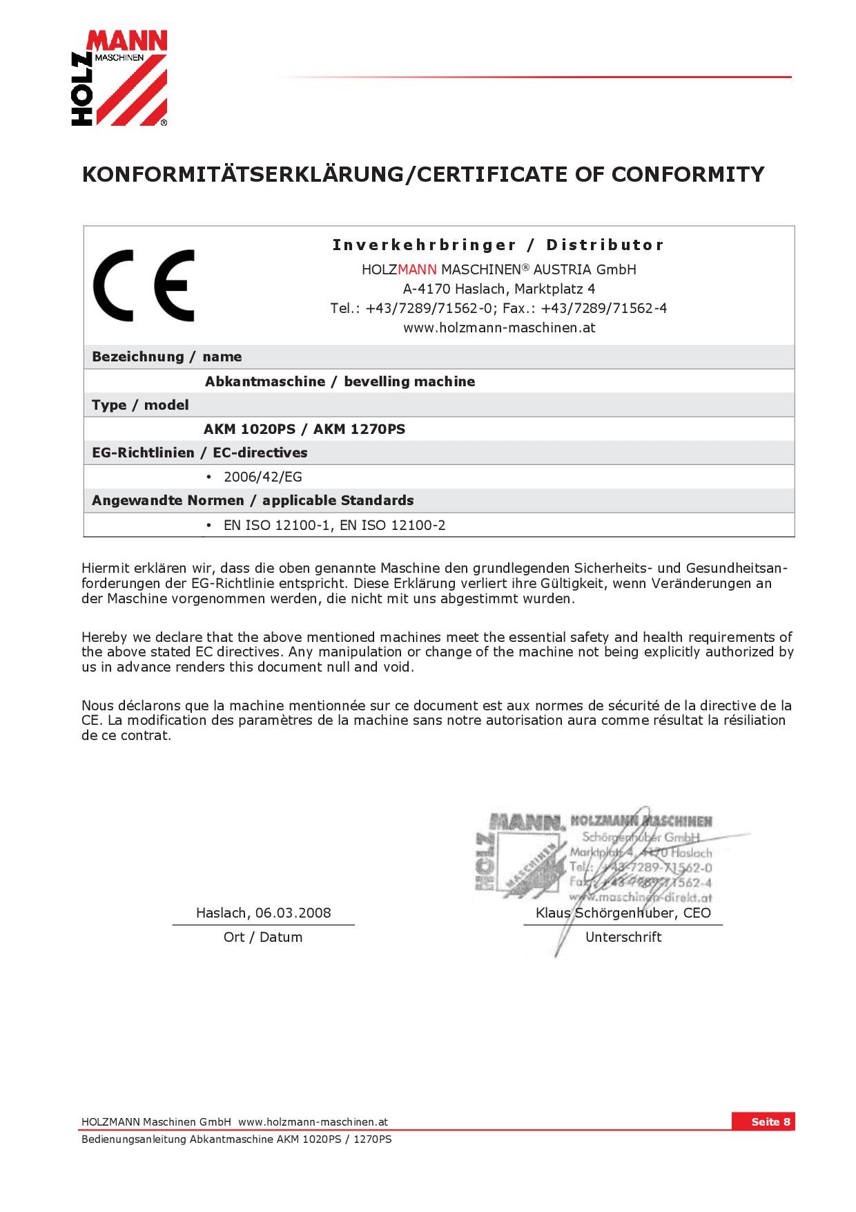 Holzmann AKM1270PS - Piegatrice manuale
