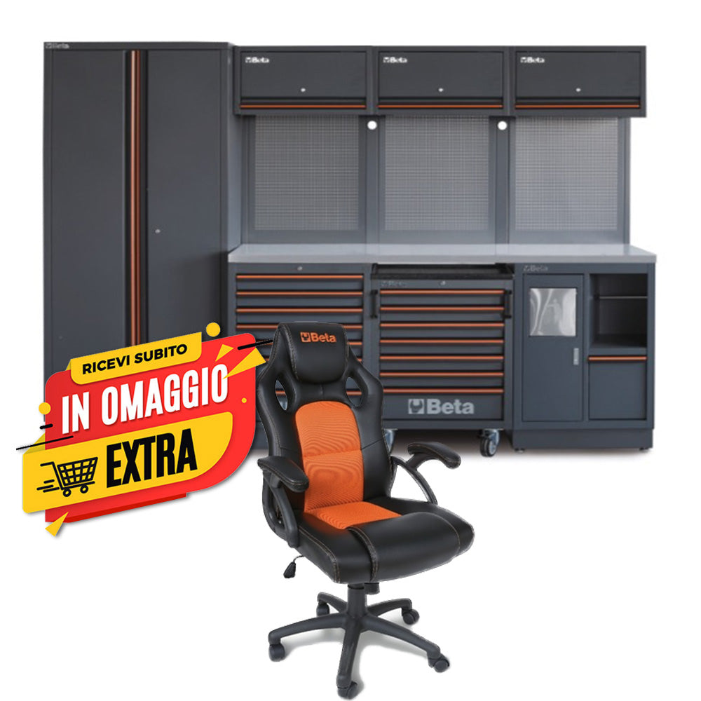 Beta C45PRO 2.0 X - Arredamento per officina 3 metri con piano in acciaio