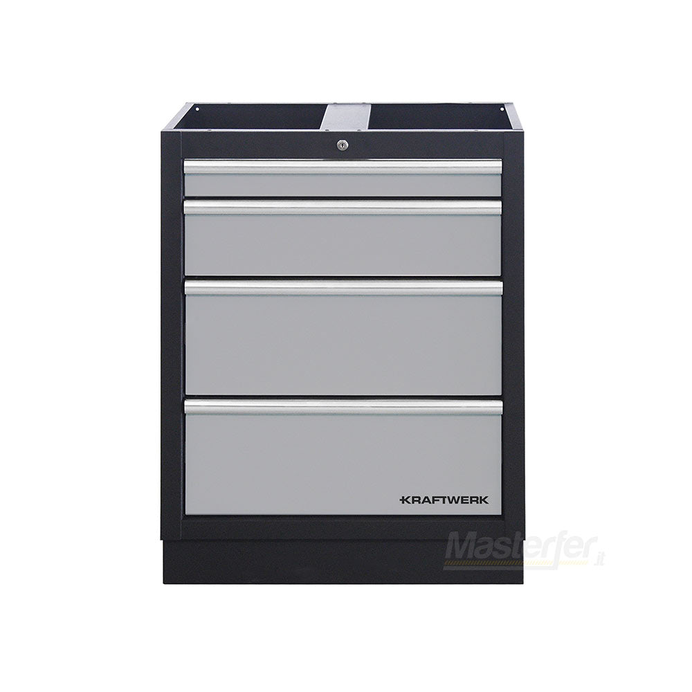 Kraftwerk 3964B - Arredamento officina meccanica a 4 elementi con piano in legno modulo a 4 cassetti