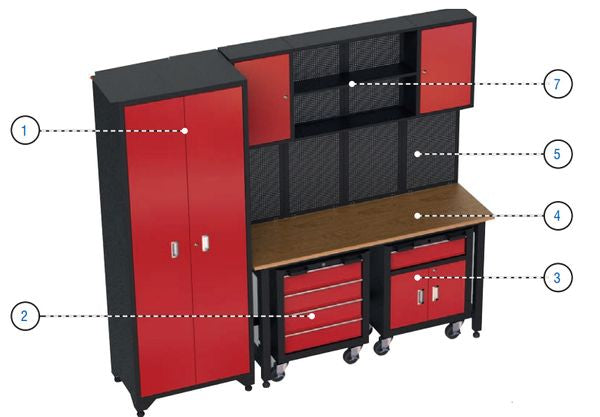 MarcoTools 05.088.142 - Arredamento modulare per officina completo di 107 utensili