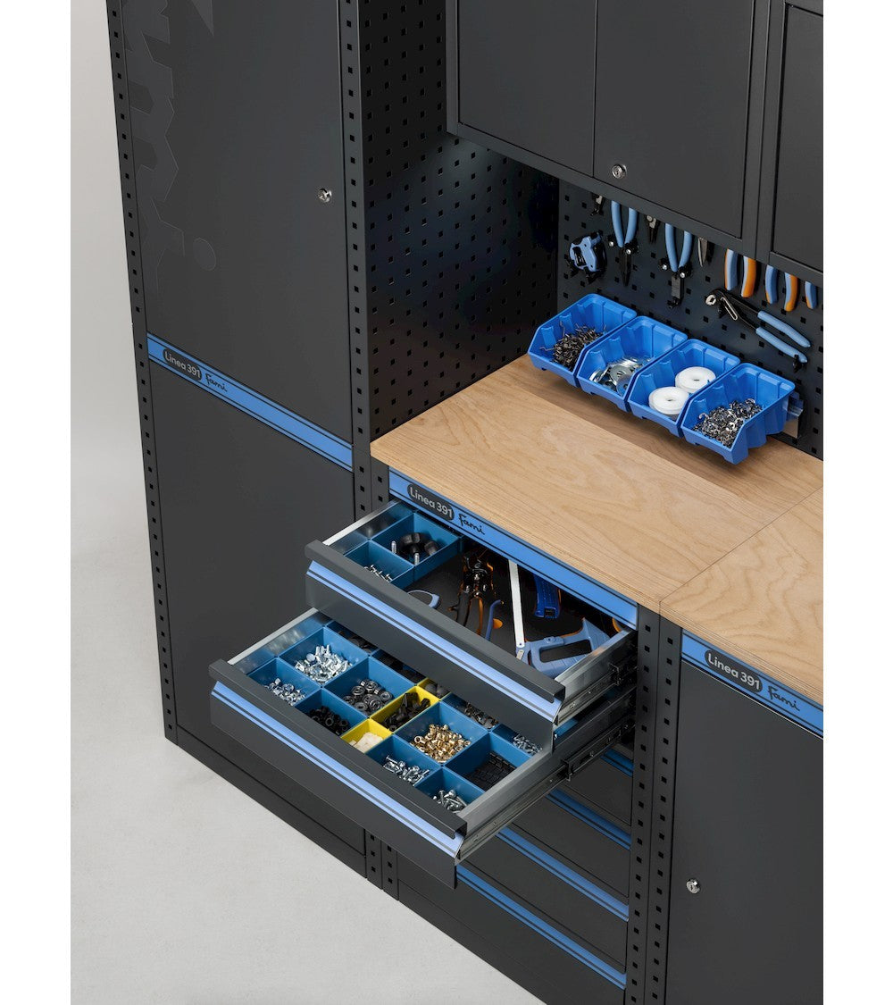 Fami Garage 391 G15 - Arredamento per officina 3 metri con piano in legno