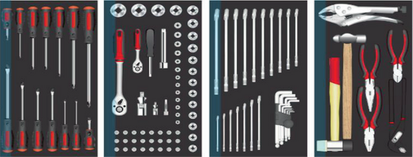MarcoTools 05.088.142 - Arredamento modulare per officina completo di 107 utensili