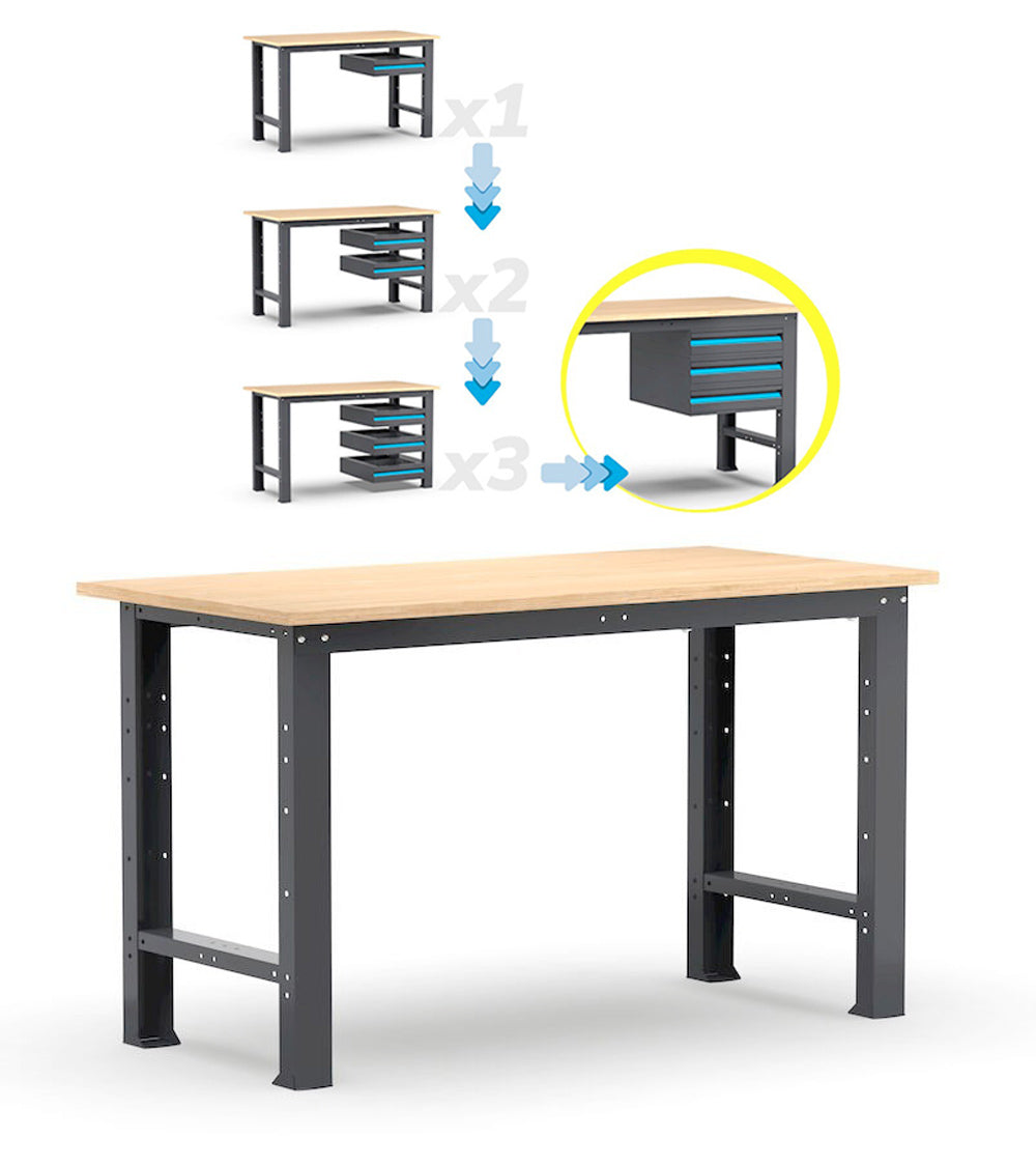 Fami 391B01 - Banco da lavoro garage fisso Linea 391 - CASSETTI A SCELTA