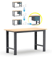 Fami 391B01 - Banco da lavoro garage fisso Linea 391 - CASSETTI A SCELTA