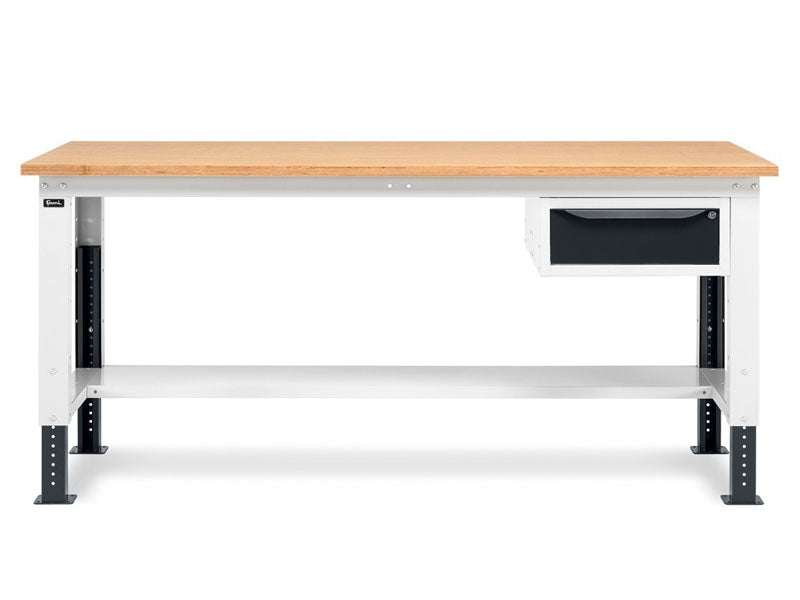 Fami WORK2001 - Banco tavolo da lavoro con altezza regolabile 1 cassetto, L 200 cm - Altezza da 732 a 1057 mm