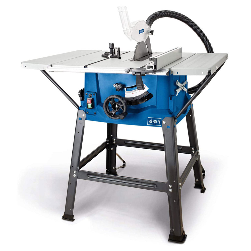 Scheppach HS100S vista anteriore volantino e guida parallela