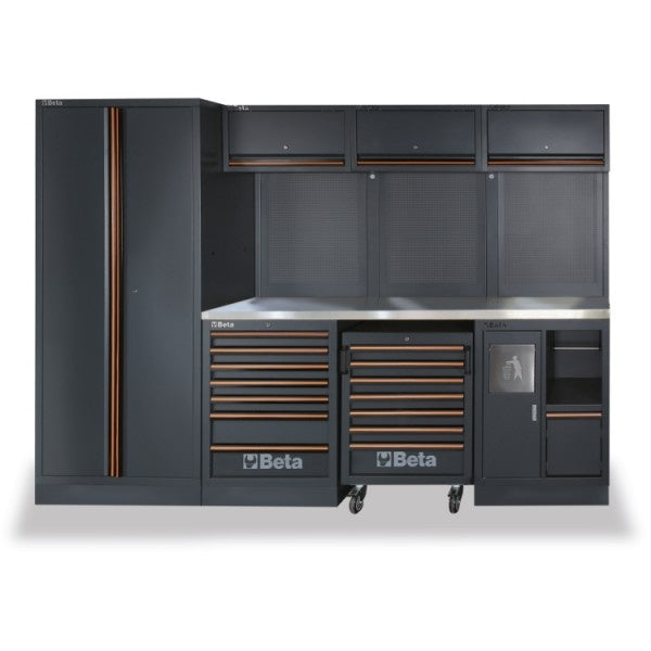 Beta C45PRO X/196UT - Arredamento per officina 3 metri con piano in acciaio - completo di 196 utensili 
