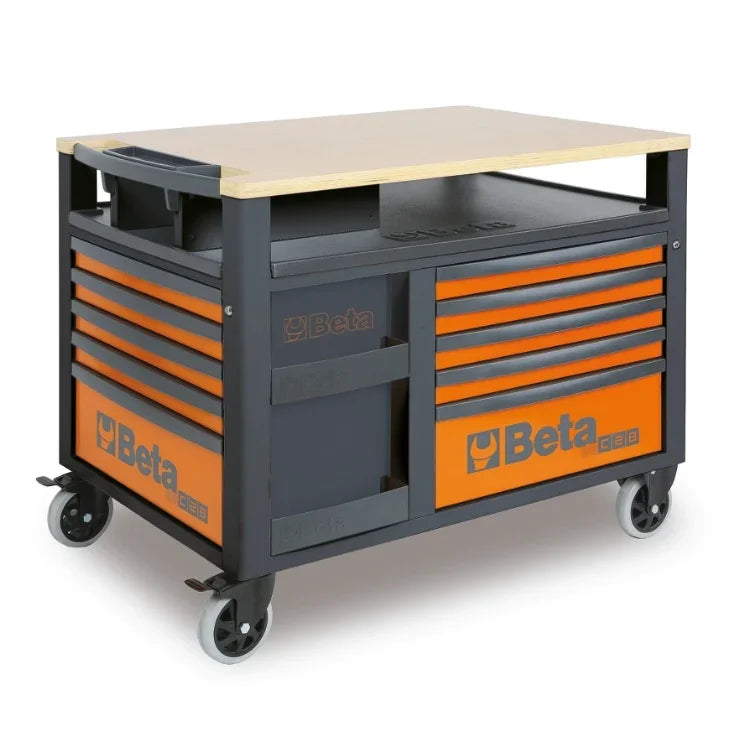 Beta RSC28 - Carrello SuperTank con piano di lavoro in legno e 10 cassetti