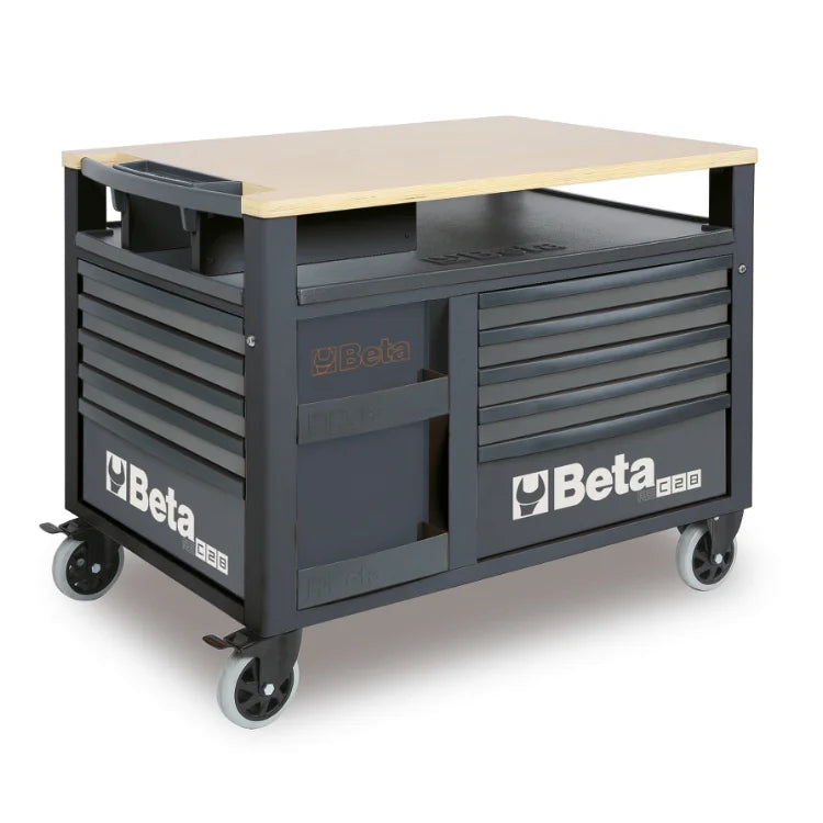 Beta RSC28 - Carrello SuperTank con piano di lavoro in legno e 10 cassetti
