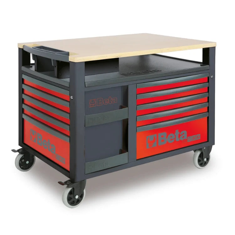 Beta RSC28 - Carrello SuperTank con piano di lavoro in legno e 10 cassetti