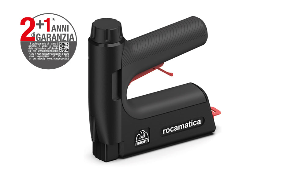 Romeo Maestri Rocamatica 114 - Fissatrice a batteria ricaricabile USB - 3,7V 2,0Ah - graffette 110 mm