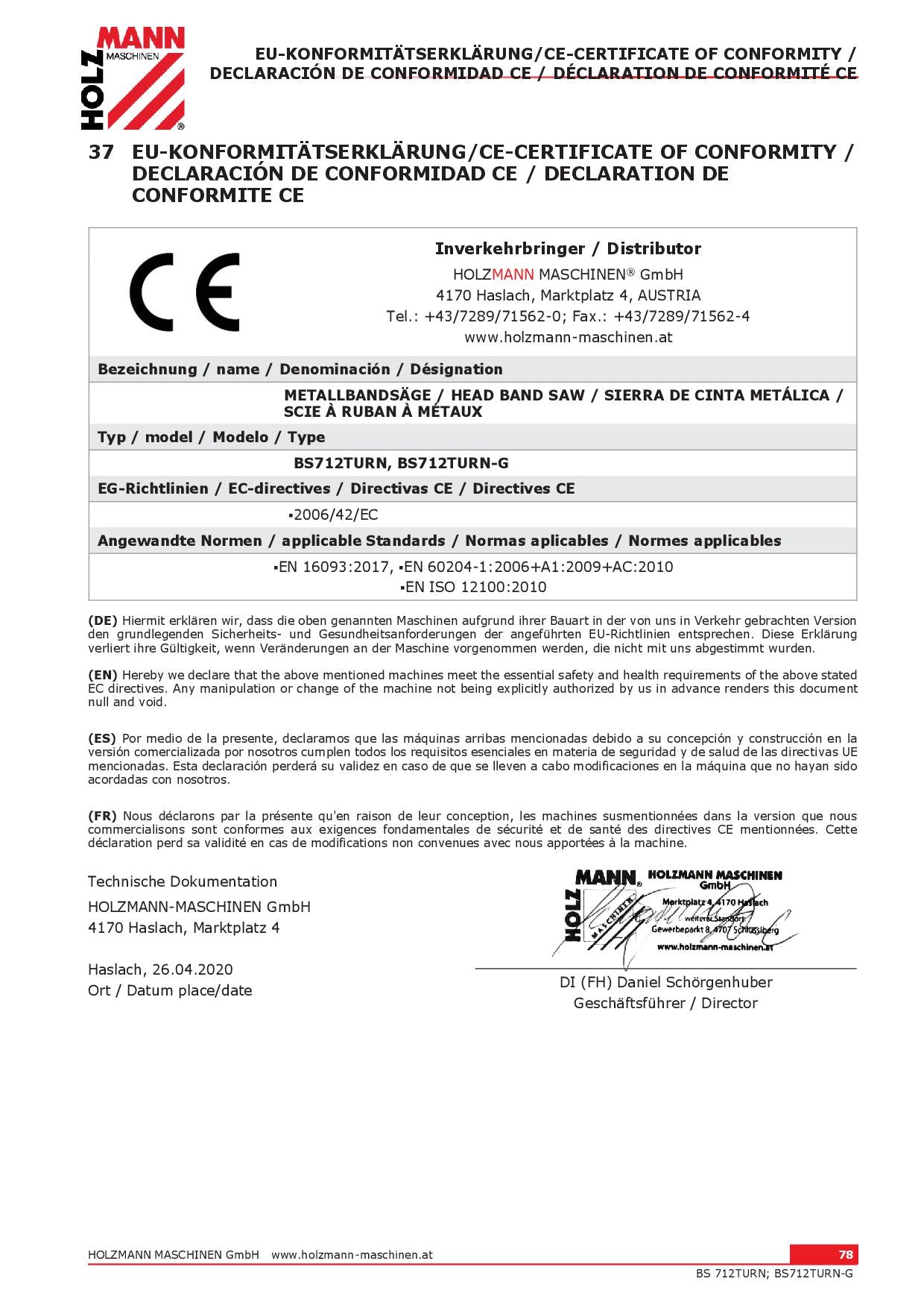 HOLZMANN bs712turn_230v Segatrice sega a nastro con regolazione idraulica discesa archetto kw 1,1