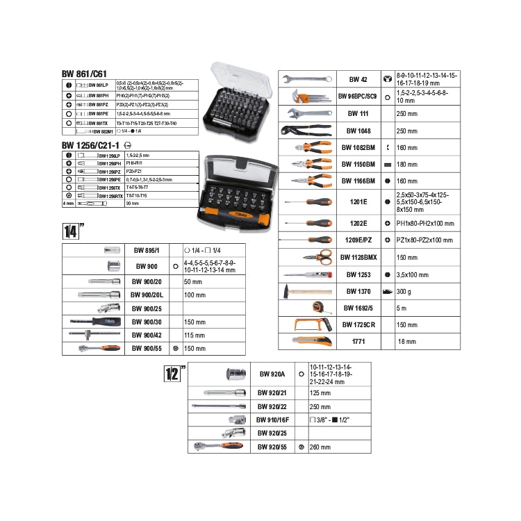 Beta BW 2056T/E - Cassetta/Valigia trolley completa con 163 attrezzi
