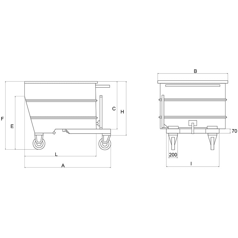 Fervi C030/0500 - Contenitore ribaltabile per trucioli con ruote