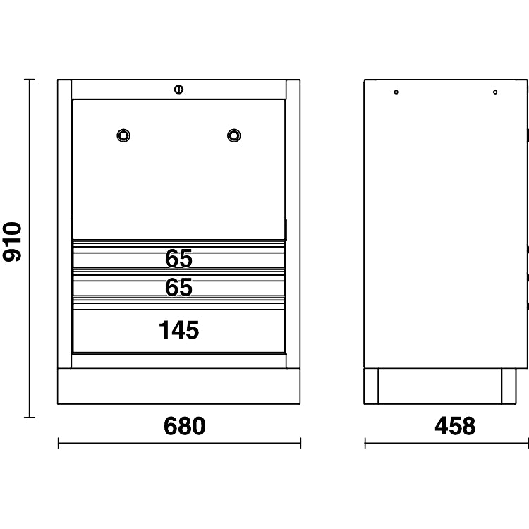 Beta C45PRO 2.0 ACT - Modulo fisso con 3 cassetti e 2 arrotolatori integrati per arredo officina